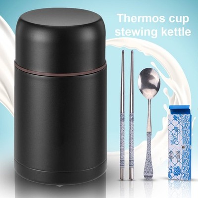 800ml Edelstahl Thermobehälter Thermoskanne Essen Warmhaltedose Suppenbehälter