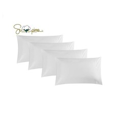 Luxury Supima Cotton King Thread Count White Hotel Quality Pillowcases Set of 4