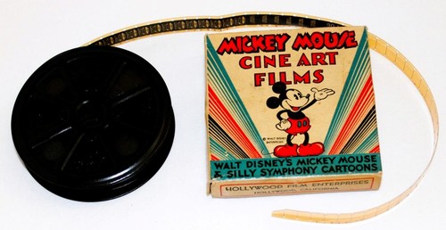 16mm EX! BOXED FILM SET #904-A * DISNEY 1930s MICKEY MOUSE BICYCLE RACE-3 5/8"D