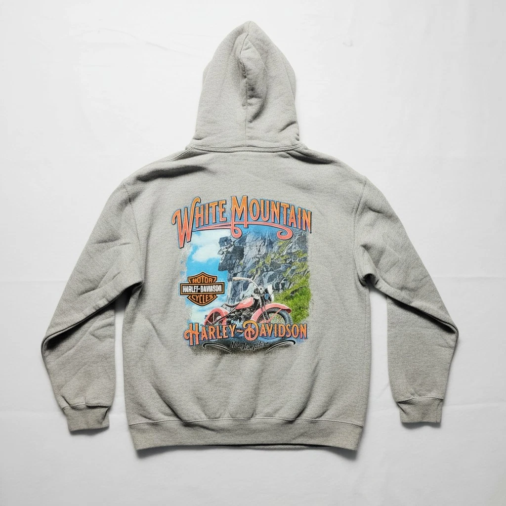 Harley-Davidson Men's White Mountain NH Dealer Fleece Pullover Hoodie - Gray NWT