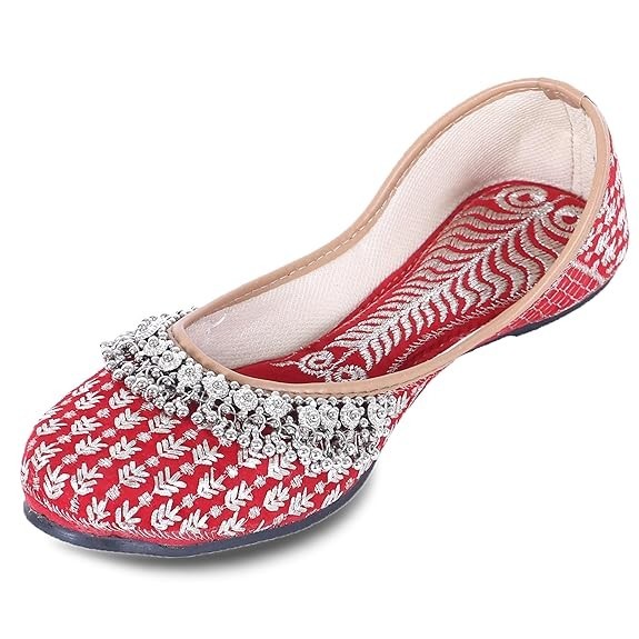 Jaipur Mojari Jutti Rosa Zapatillas Planas Mujer Bordadas Floral, UK 3-9