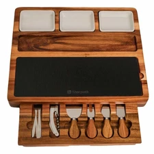 Starpack 'Gather & Graze' Wooden Charcuterie Board & Cheese Board Gift Set wi...