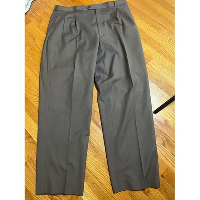 #ad Vintage Mazzoni Men#x27;s Classic Pleated Baggy Pants Brown Size 46L 41 Waist $23.99