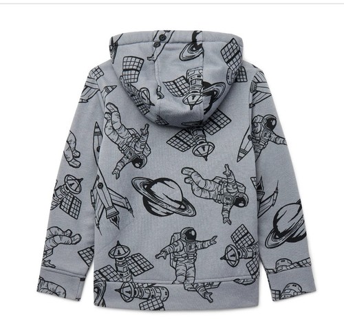 Wonder Nation Jungen Kinder robust gefütterte Hoodie Jacke grau Space Print Gr. XS, XL, 2XL - Bild 3 von 16