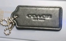 Black Coach Logo Hang Tag Charm Purse Smooth Leather 2'' x 1"  