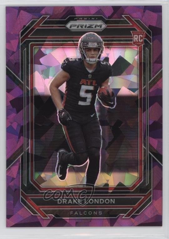 2022 Panini Prizm Rookies Purple Ice 181/225 Drake London #308 Rookie RC 14cm