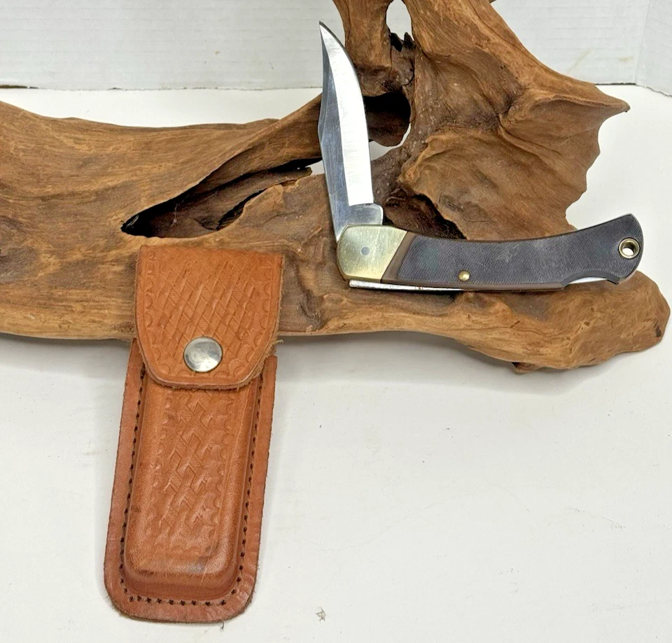 NAVAJA DE BOLSILLO VINTAGE OLD TIMER EE. UU. 6OT OSO DORADO CON CIERRE con funda Foto 2 de 2