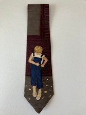 Save the Children Men's Necktie Tie Silk Curiosity Boy Frog Made in USA 55"