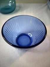 Pyrex Cobalt Blue 7401-S Mixing Serving Bowl 3 Cup Glass Ribbed Vintage USA