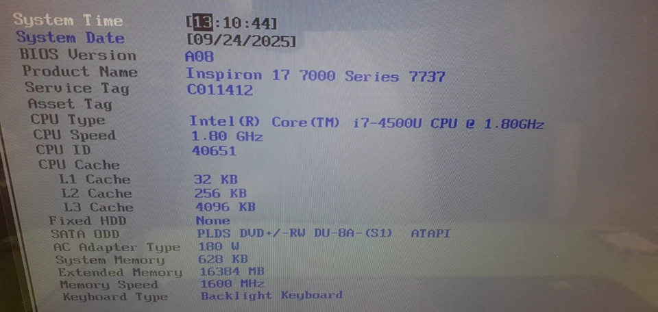 17" Dell Inspiron 7737 Parts Intel i7-4500U @1.80Ghz no hdd 16G RAM BAD BATTERY - Image 2 of 4