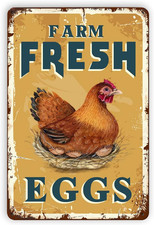 Farm Fresh Eggs Tin Signs - Vintage Country Chicken Hen Rooster Tin Signs Funny