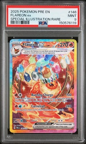 2025 POKEMON PRE EN-PRISMATIC EVOLUTIONS #146 FLAREON EX PSA 9