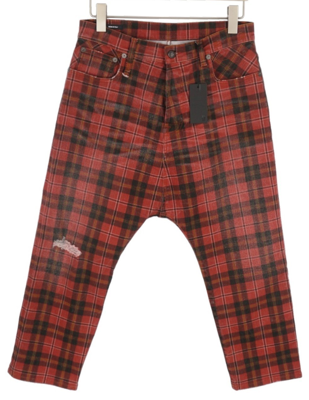 R13 Tailored Drop Women's Pants 27 Ash Red Checked Ankle Comfortable Cut RRP710 image 2