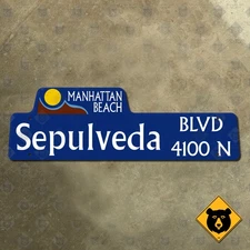 Manhattan Beach California Sepulveda Boulevard street road sign 32x10