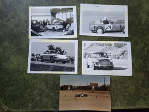 Lot Of 4 Vintage B&W Sports Car Photos & 1 Color racecar