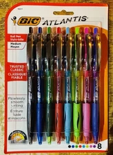 BIC Atlantis Ball  Pen Medium Asst 8pk Ultra Comfort, NEW RARE DISCONTINUED 