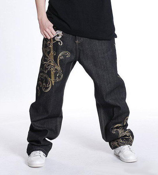 New Mens Jeans Embroidery Denim Baggy Loose Hip-Hop New Mens Jeans Embroidery Denim Baggy Loose Hip-Hop