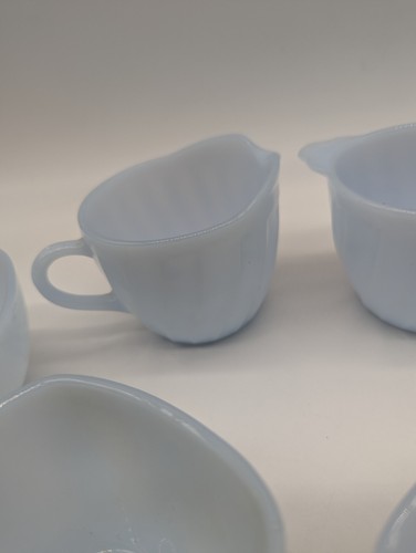 Vintage Fire King Azurite Blue Set of 6 - Sugar Creamer Tea Cups MCM - Picture 6 of 12