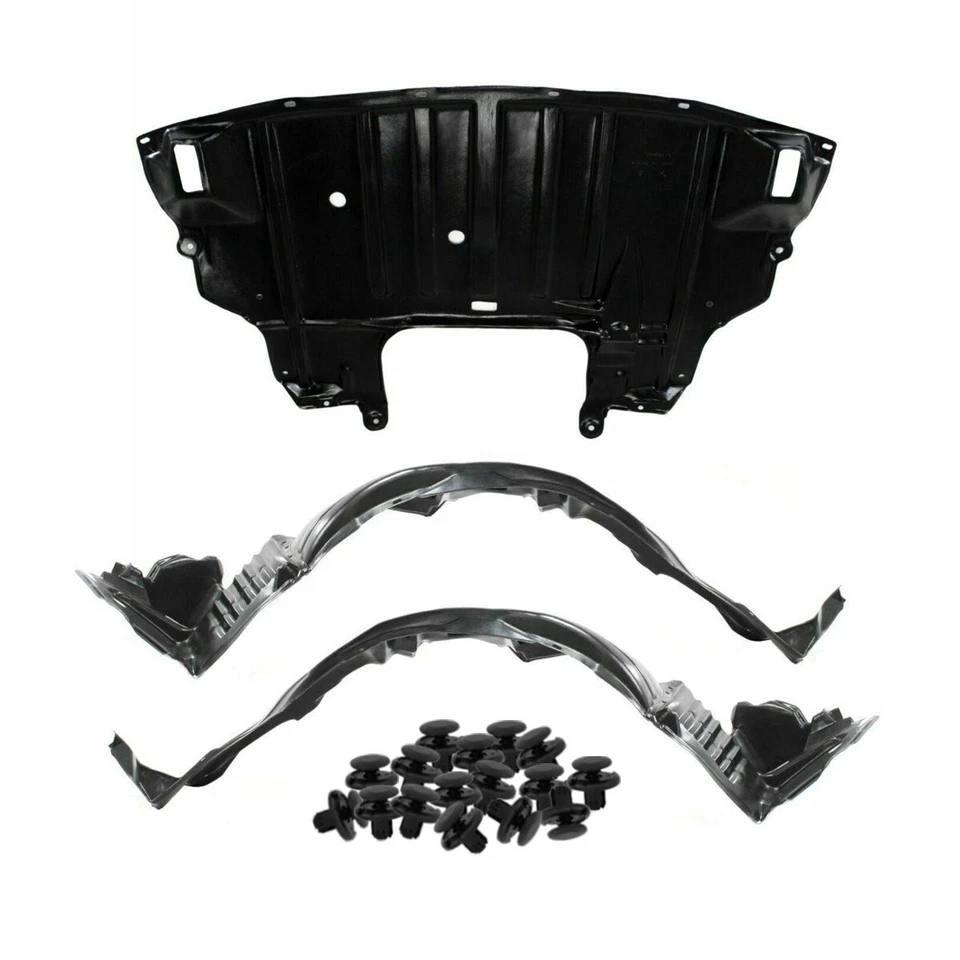 Fender Liner & Lower Engine Under Cover Set w/ Clips For 1998-2005 Lexus GS300 - Image 2 of 4