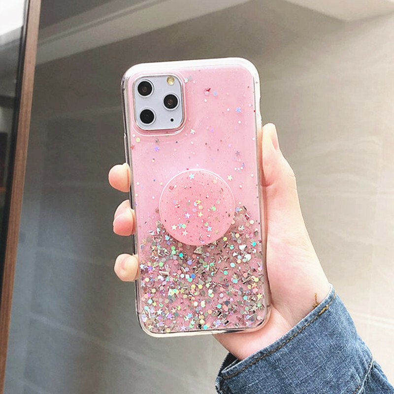 GLITTER CASE PULL UP HOLDER For iPhone 11 XR 12 Pro SE 2 8 X 7 Plus XS