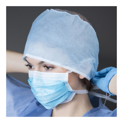 ValuMax 2018B Polypropylene Surgical Caps Blue Universal Adjustable TieKnot 100P