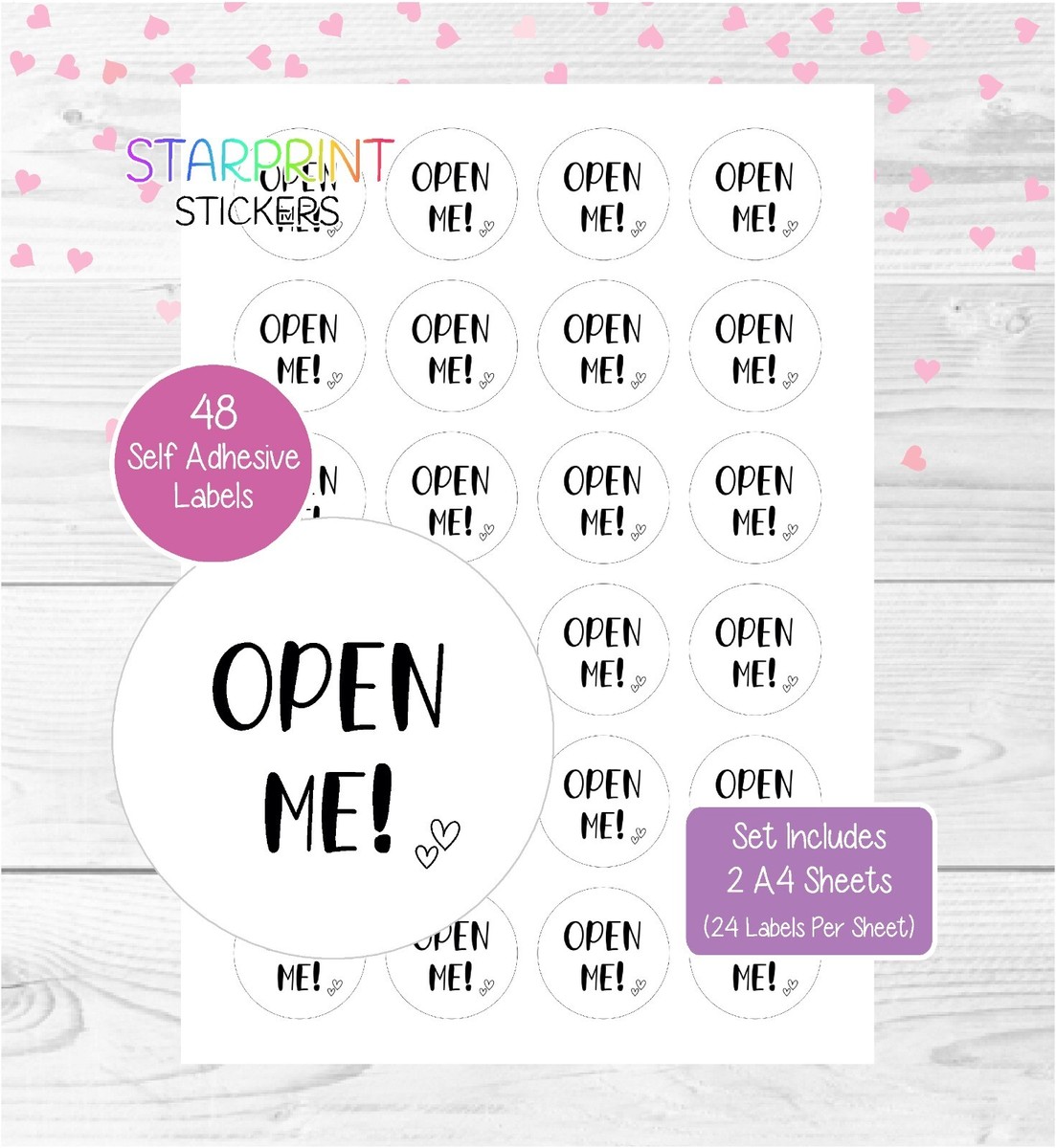 Open Me Sticker Label Small Wedding Favor Stickers