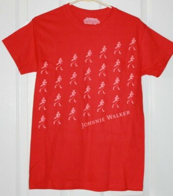 NEW JOHNNIE WALKER SCOTCH WHISKY COTTON TSHIRT SMALL RED PROMO ADVERTISING MERCH