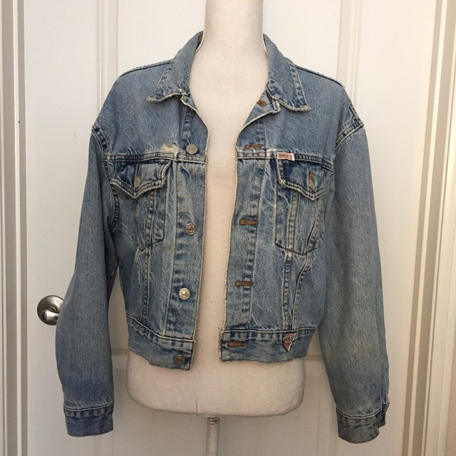 Vintage Guess Jeans Georges Marciano Light Wash Distress Denim Jean Jacket L | eBay