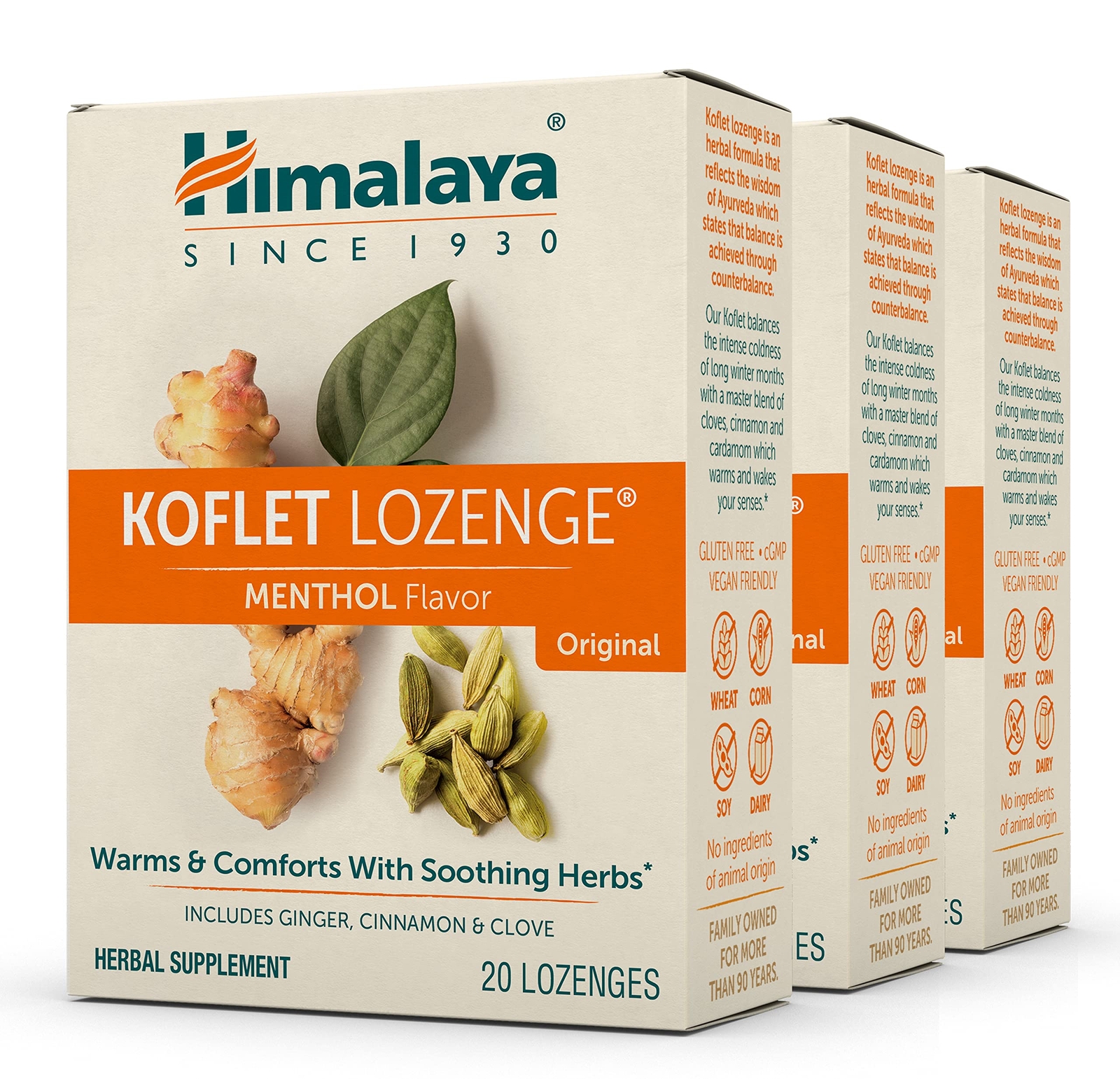Koflet Herbal Throat Lozenges Natural Herbal Cough Drops Ginger Cinnamon Clov...