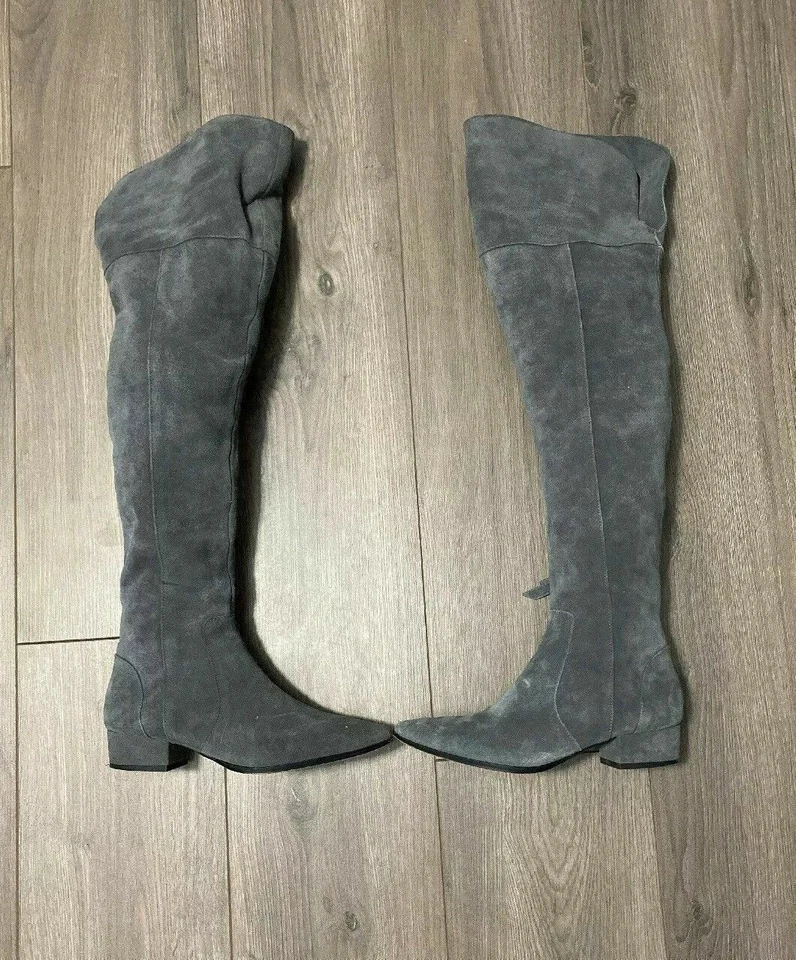 $198 EUC Splendid Poet Leather Over The Knee Boots, Gray, Size 6.5 festival boho - Image 3 of 4