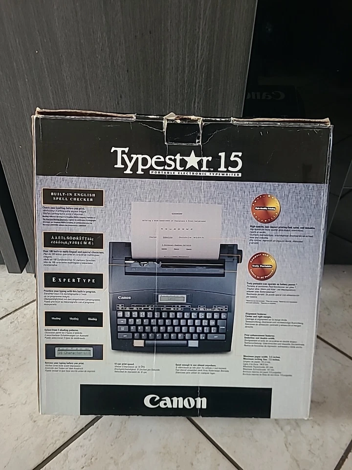 CANON TYPESTAR 15 - Testée OK - Machine à écrire PORTABLE Électronique En BOITE - Photo 2/4