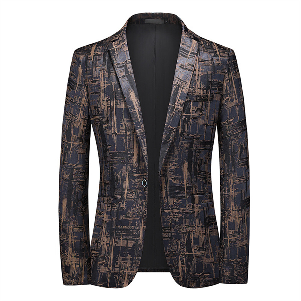 Men Formal Work Blazer Jacket Business Casual Button Slim Fit Suit