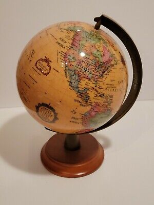 Details about   Antique nautical tabletop world map globe with brass base desk top table decor