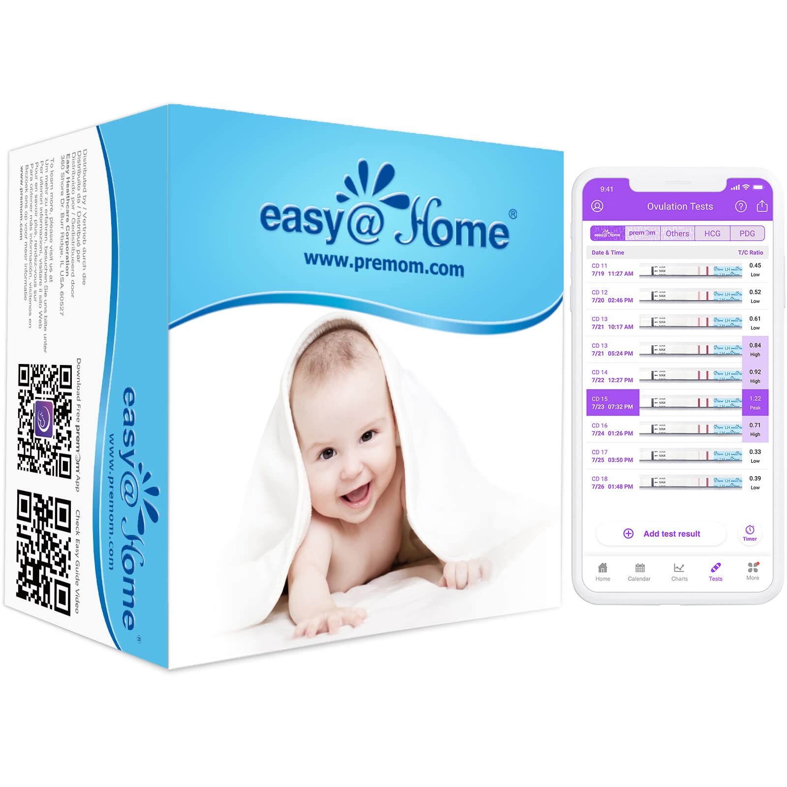 Easy@Home 40 Test Ovulazione 25mIU/ml, Altamente Preciso, Monitoraggio (t6R)