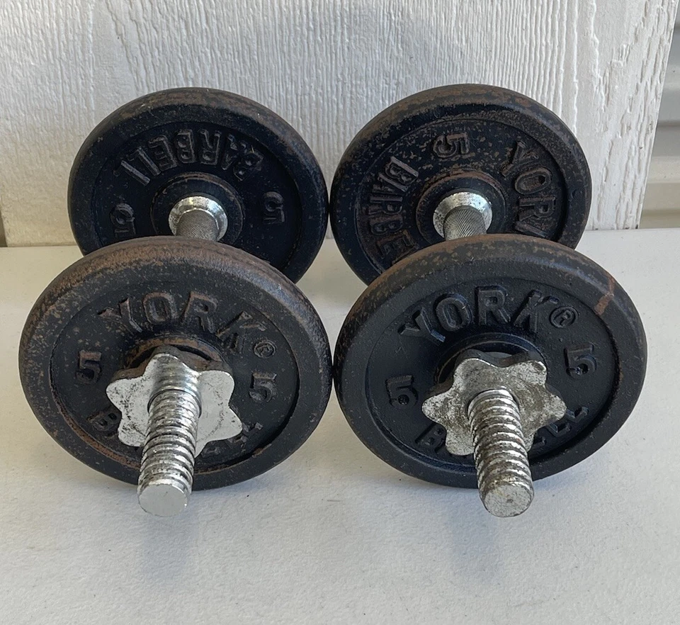 York Barbell Mancuerna Estándar Vintage 4 5 lb # Pesas Manijas Collares Bloques Foto 3 de 4