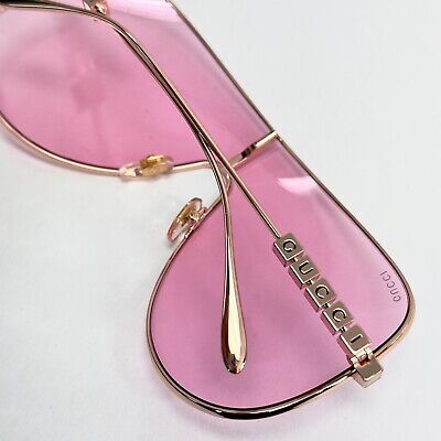 GUCCI 1436 Pink Rose Gold Gg1436S Aviator Mask Unisex Metal GUCCI 1436 Pink Rose Gold Gg1436S Aviator Mask Unisex Metal