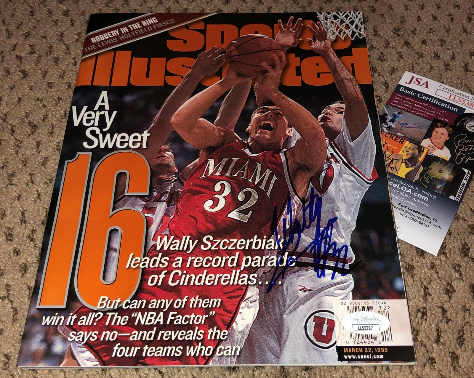 WALLY SZCZERBIAK SIGNED SPORTS ILLUSTRATED SI JSA MIAMI BASKETBALL AUTOGRAPH 