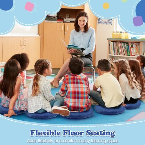 Pcs 15 Inch Round Floor Cushions for Kids and Toddlers, Flexible 8 Jewelry Blue - Picture 6 of 6