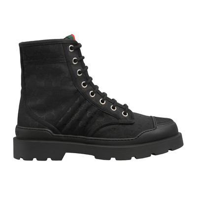 GUCCI $1100 Men's Black GG Canvas Web Ankle Boots New And Authentic