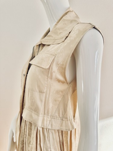 GOLDEN GOOSE Shirt Maxi Dress Sand Beige Clay Floral Brocade Viscose Zip Size M - 第 16/24 張圖片