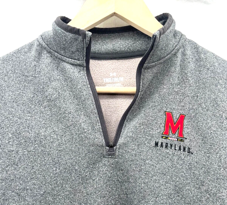 NUEVO Maryland Terrapins UMD Under Armour Gris 1/4 Cremallera Vellón Camisa Juvenil Niños M Foto 3 de 4