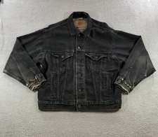 Vtg International Denim Jacket Adults L Black 1993 Harley Davidson Love Ride LA
