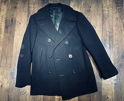 Vintage WWII US NAVY Kersey Pea Coat Mens Size 36R 100% Wool pre-owned |  eBay