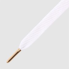 Image of Laces Mr Lacy Flatties, Flat White Shoelace with Gold Metal Tip, Premium Laces