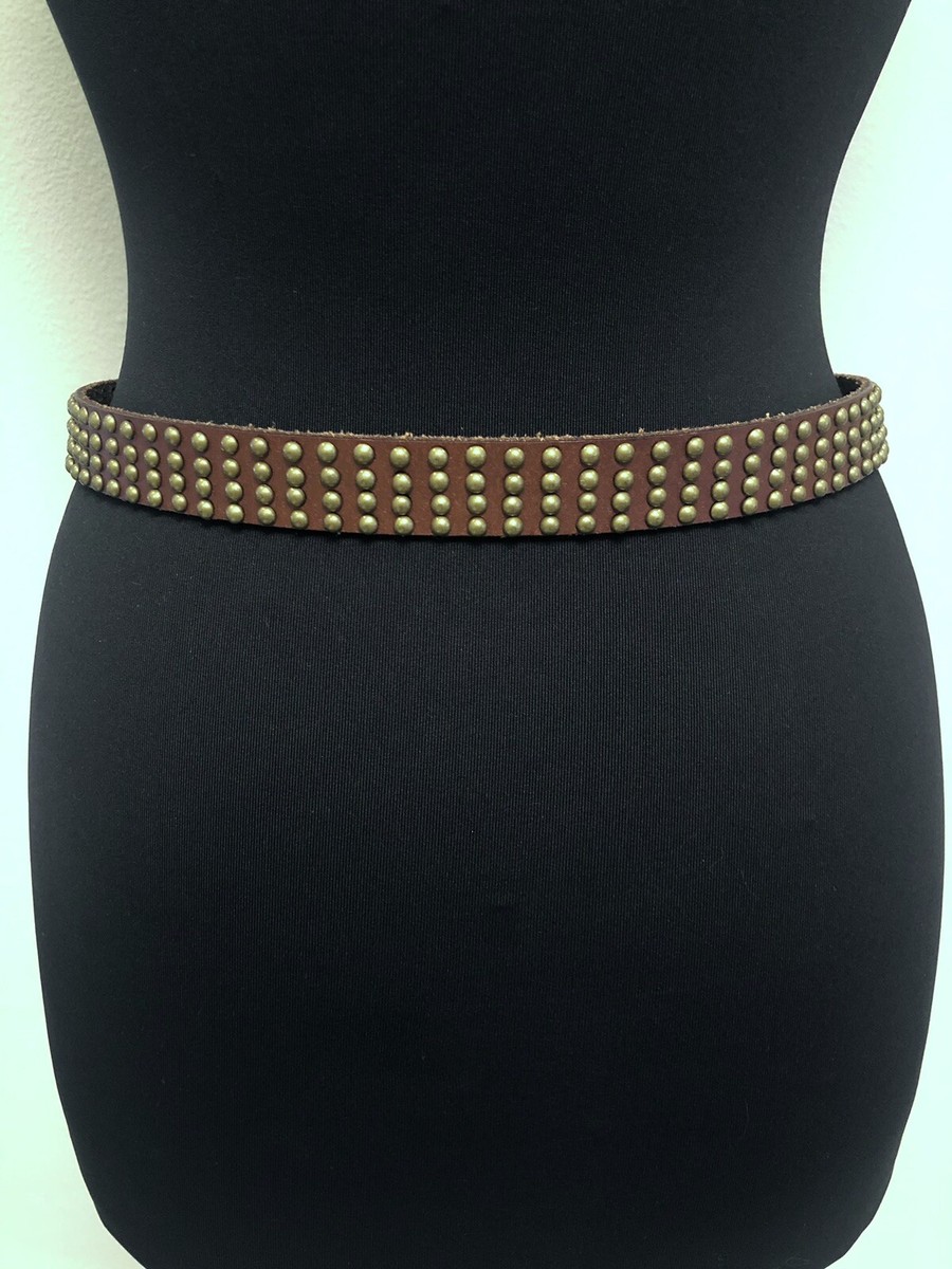 NWOT J. Crew Brown Brass Studded Leather Belt Size S | eBay display picture 2