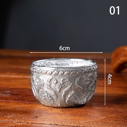 Handicraft Gold/Tin Metal Carved Round Thai Bowl Tableware for Restaurant&Hotel - Picture 6 of 51