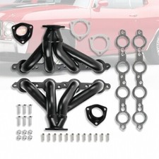 Exhaust Headers Black Steel Shorty Block Hugger Fit Sbc Chevy Ls Ls3 Ls6 Engines