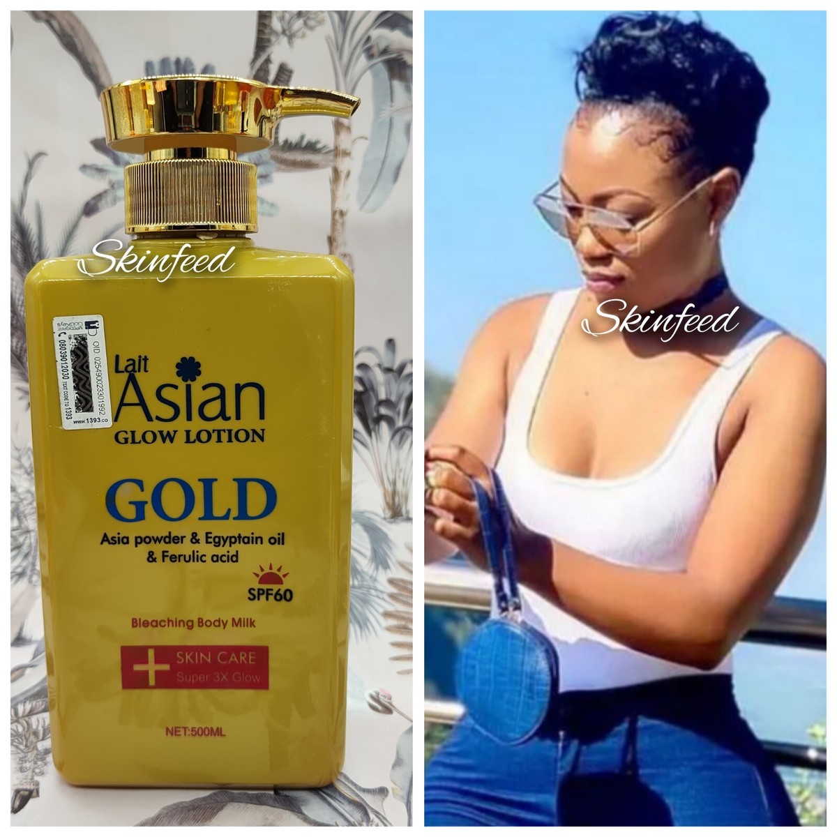 Lait Asian Glow lotion Gold. Skin care super 3x glow. 500ml x 1 bottle spf  60