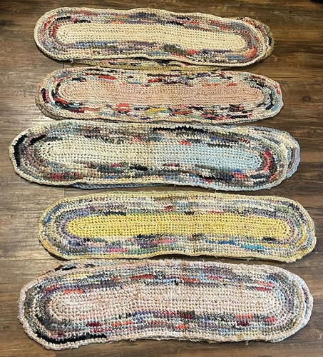 10 Antique Braided Rug Stair Treads Multicolor Oval PERFECT FOR HOME RESTORATION