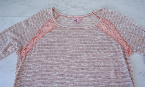 VTG Y2K Dolled Up Fang USA Sheer Metallic Floral Lace Knit Sweater Top M Grunge - Picture 6 of 12
